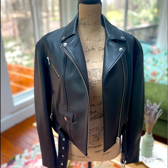 ❤️❤️❤️ The Kooples Worn Once Lambskin Leather Moto Jacket Size M (2) - Picture 1 of 16
